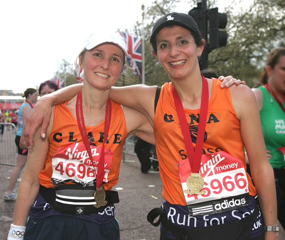 Clare Sheridan and Gina Navarro at London Marathon 2010